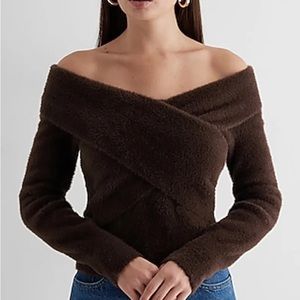 NWT Express faux fur sweater espresso brown